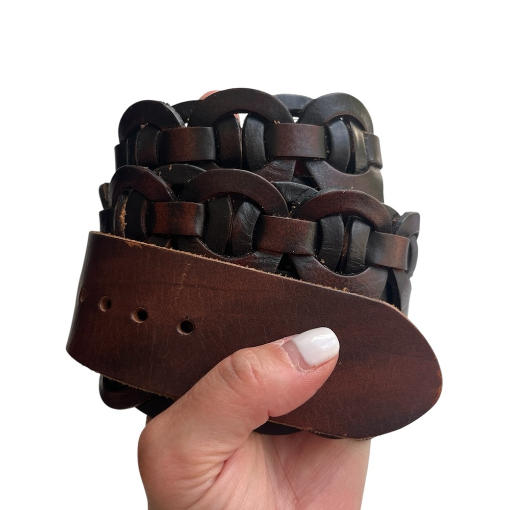 Chunky Wide Woven Women’s Leather Belt